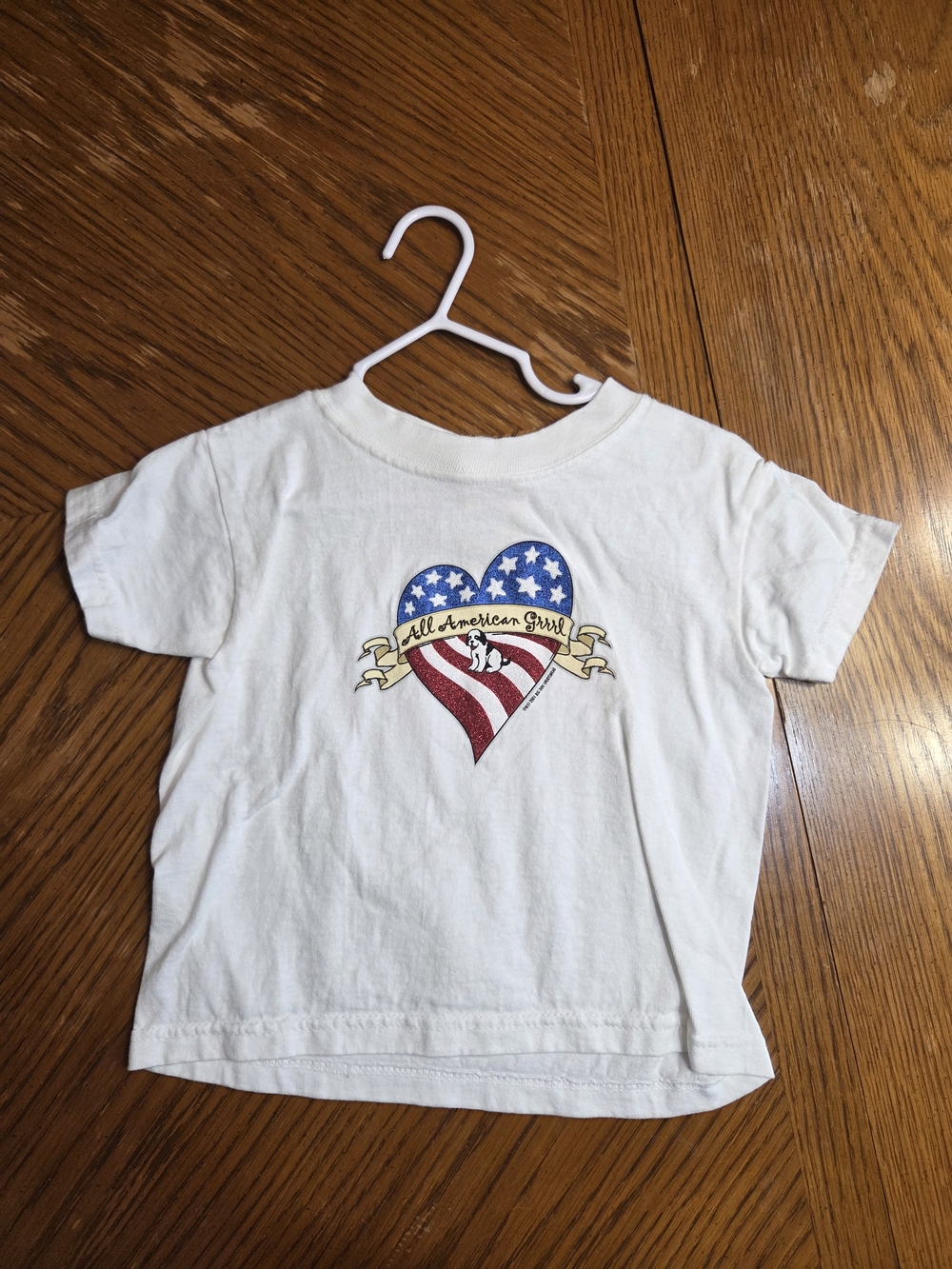 White Kids Short-Sleeve Graphic Tee - 'All American Girl' Heart